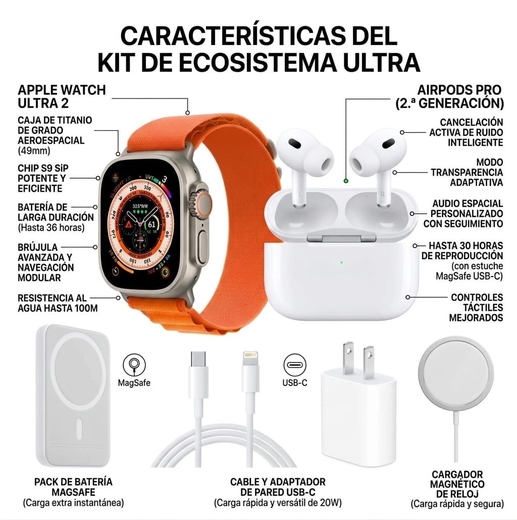 Smartwatch X8 Ultra + Mega Pack 7-en-1
